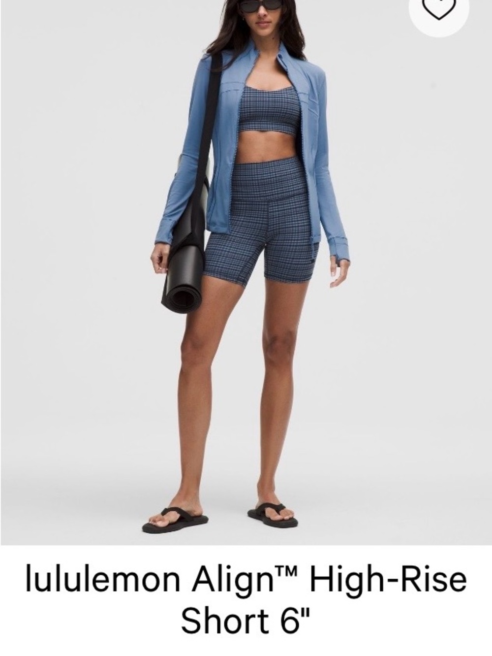 Lululemon align high rise short 6 inches in glow grid washed denim multi
